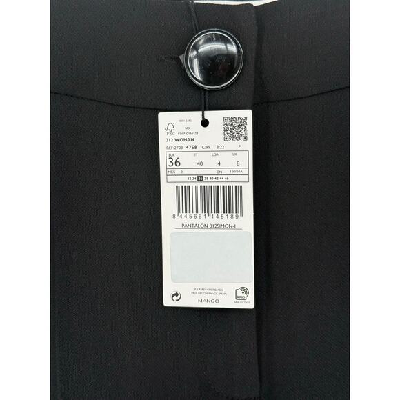 Mango Black High Waist Flowy Wide Leg Trouser Palazzo Pants Size 4 - Picture 10 of 11